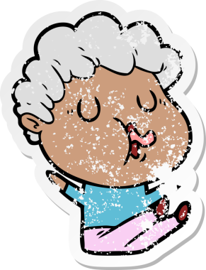 Bir insan tarafından çizilmiş bir çizgi film karakterinin sıkıntılı çıkartması.