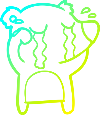 Bir insan tarafından çizilmiş ağlayan bir ayının soğuk çizgi çizimi.