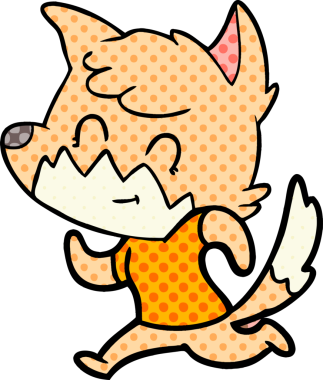 Bir insan tarafından çizilmiş çizgi film dostu tilki.