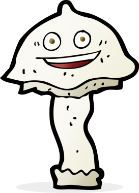 Bir insan tarafından çizilmiş mutlu bir mantar.