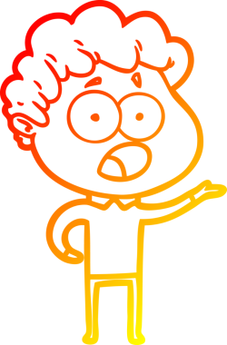 Bir insan tarafından şaşırtılarak çizilen çizgi film karakterinin sıcak çizgi çizimi.