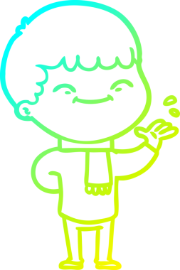 Bir çizgi film karakteri çizen soğuk çizgi bir insan tarafından çizilmiş mutlu çocuk.