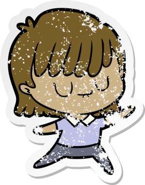 Bir insan tarafından çizilmiş karikatür bir kadının sıkıntılı çıkartması.