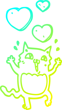 Çizgi film kedisinin soğuk gradyan çizimi bir insan tarafından deli gibi çizilmiş.