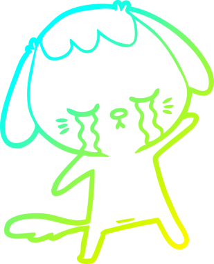 Bir insan tarafından çizilmiş ağlayan bir köpeğin soğuk gradyan çizimi