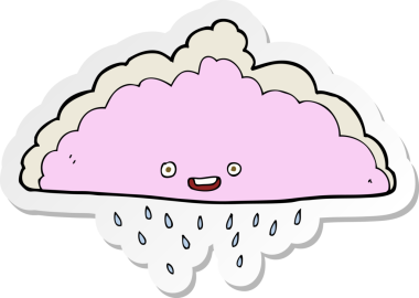 Bir insan tarafından çizilmiş karikatür yağmur bulutu etiketi