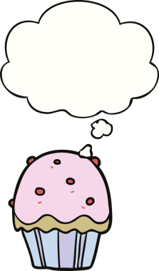 Bir insan tarafından çizilmiş düşünce balonlu kek.