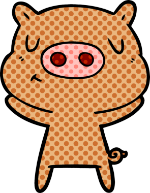 Bir insan tarafından çizilmiş çizgi film içerikli domuz.