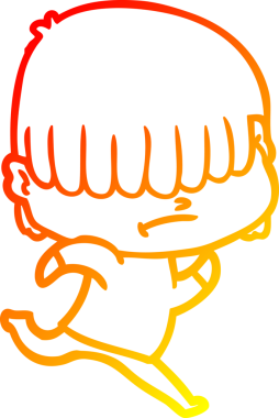 Bir insan tarafından çizilmiş dağınık saçlı bir çizgi film çocuğunun sıcak çizgi çizimi.