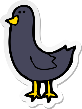 Bir insan tarafından çizilmiş çizgi film kuşunun çıkartması.