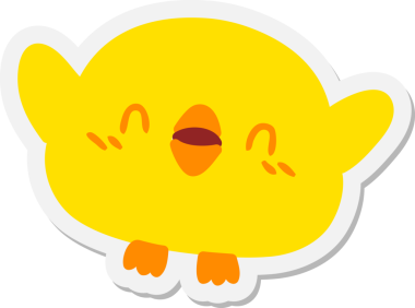 Bir insan tarafından çizilmiş şirin yavru kuş çıkartması.