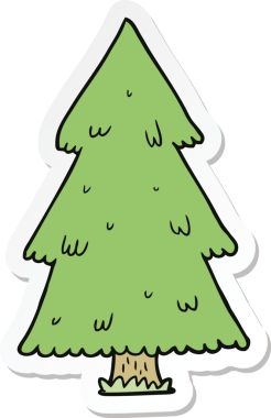 Bir insan tarafından çizilmiş bir karikatür noel ağacının çıkartması.