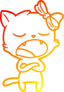 Bir insan tarafından çizilmiş kızgın çizgi film kedisinin sıcak çizgi çizimi