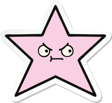 Bir insan tarafından çizilmiş şirin bir çizgi film yıldızının çıkartması.