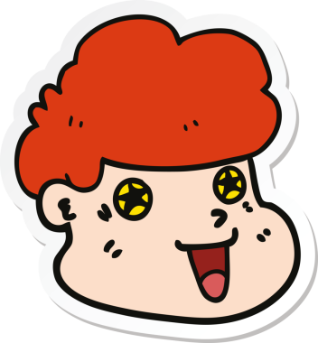 Bir insan tarafından çizilmiş bir çizgi film çocuğunun yüzü.