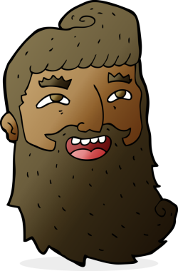 Bir insan tarafından çizilmiş sakallı bir çizgi film adamı.