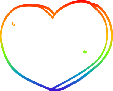 Gökkuşağı gradyan çizgi çizimi Bir insan tarafından çizilmiş bir aşk kalbi