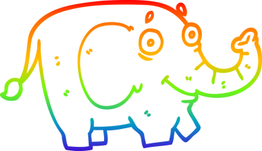 Gökkuşağı gradyan çizgi çizimi Bir insan tarafından çizilmiş komik fil