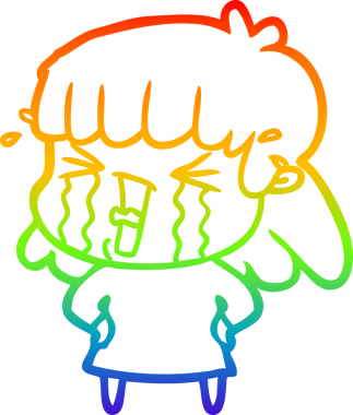 Gökkuşağı gradyan çizgi çizimi Bir insan tarafından çizilmiş gözyaşları içinde bir çizgi kadın