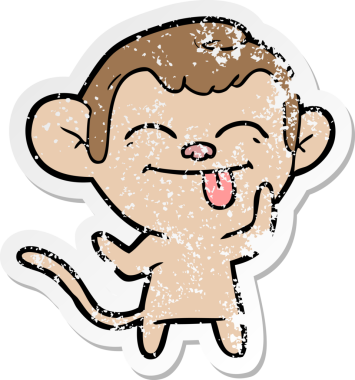 Bir insan tarafından çizilmiş komik bir maymunun sıkıntılı çıkartması.