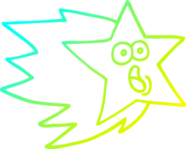 Bir insan tarafından çizilmiş bir çizgi film yıldızının soğuk gradyan çizimi.