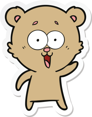 Bir insan tarafından çizilmiş gülen oyuncak ayının çıkartması.