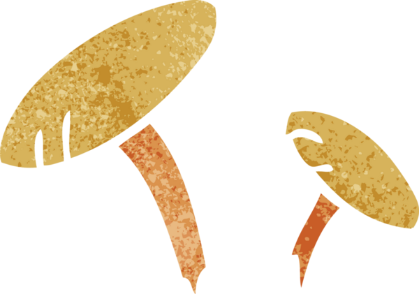 Bir insan tarafından çizilmiş mantarların retro karalamaları.