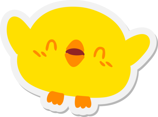 Bir insan tarafından çizilmiş şirin yavru kuş çıkartması.