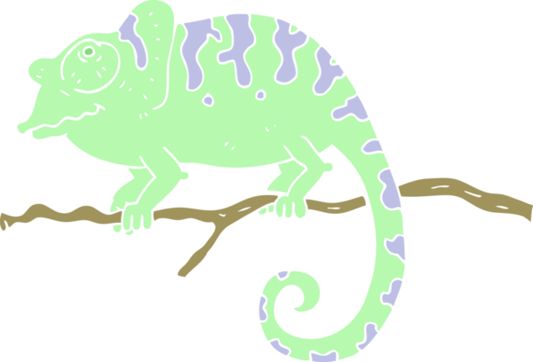 Bir insan tarafından çizilmiş bukalemunun düz renk çizimi