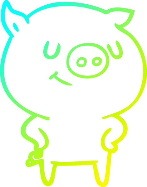 Bir insan tarafından çizilmiş mutlu çizgi film domuzu çizimi.