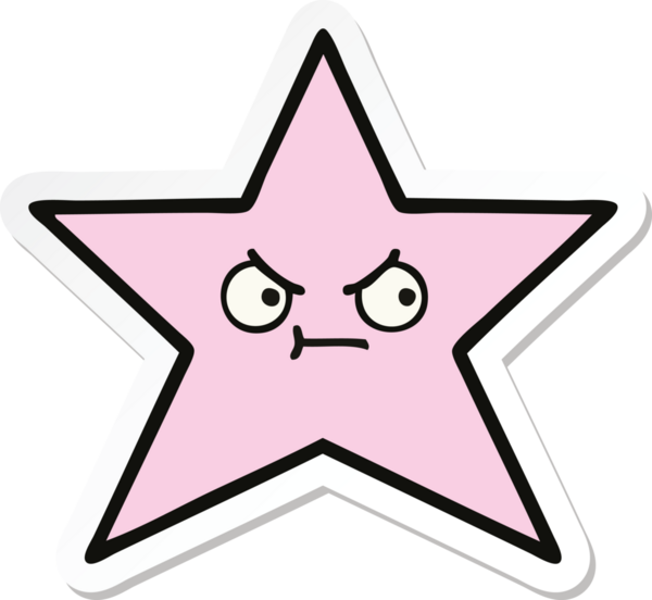 Bir insan tarafından çizilmiş şirin bir çizgi film yıldızının çıkartması.