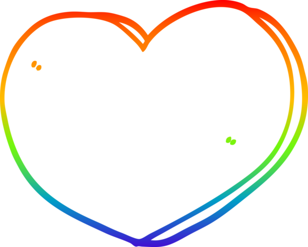 Gökkuşağı gradyan çizgi çizimi Bir insan tarafından çizilmiş bir aşk kalbi