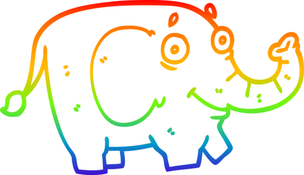 Gökkuşağı gradyan çizgi çizimi Bir insan tarafından çizilmiş komik fil