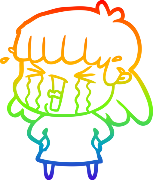 Gökkuşağı gradyan çizgi çizimi Bir insan tarafından çizilmiş gözyaşları içinde bir çizgi kadın