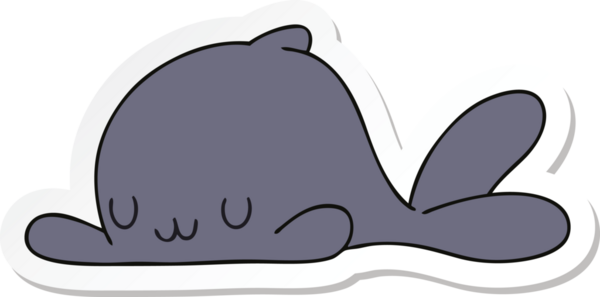 Bir insan tarafından çizilmiş garip bir balinanın çıkartması.