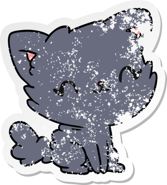 Üzüntülü çıkartma çizgi film çizimi sevimli kawaii pofuduk kedi bir insan tarafından çizilmiş