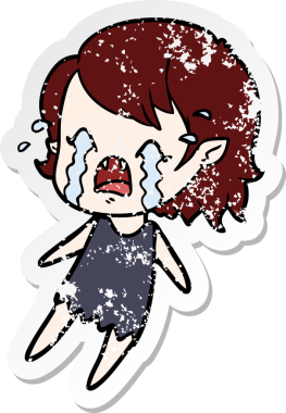 Bir insan tarafından çizilmiş ağlayan vampir bir karikatür çıkartması.