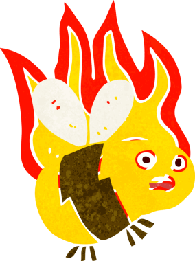 Bir insan tarafından çizilmiş çizgi film arısı.