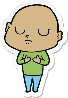 Bir insan tarafından çizilmiş kel bir adamın çıkartması.