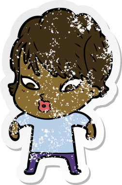 Bir insan tarafından çizilmiş karikatür bir kadının sıkıntılı çıkartması.