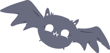 Bir insan tarafından çizilmiş düz renkli cadılar bayramı karikatürü.