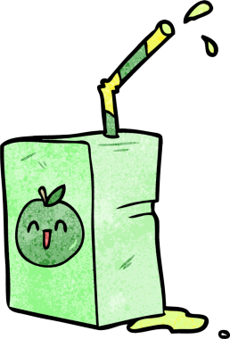 bir insan tarafından çizilmiş elma suyu kutusu.