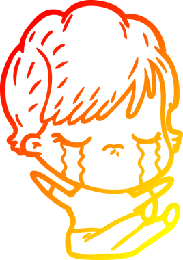 Bir insan tarafından çizilmiş, ağlayan bir çizgi kadın çizimi.