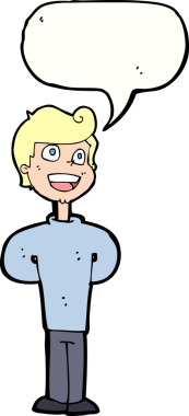 Bir insan tarafından çizilmiş konuşma balonlu mutlu adam çizgi filmi.