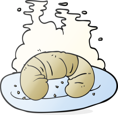 Bir insan tarafından çizilmiş sıcak kruvasan.