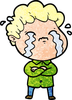 Bir insan tarafından çizilmiş ağlayan çizgi film adamı.