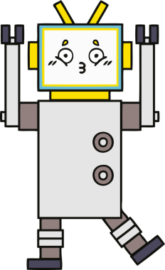 Bir insan tarafından çizilmiş sevimli bir robot karikatürü.