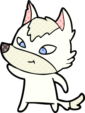 Bir insan tarafından çizilmiş dost canlısı bir kurt.