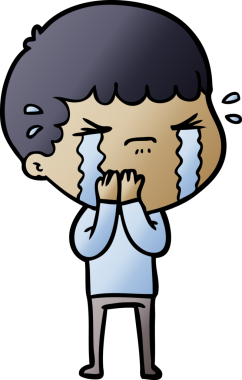 Bir insan tarafından çizilmiş ağlayan çizgi film adamı.