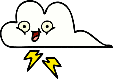 Bir insan tarafından çizilmiş bir gök gürültüsü bulutu çizgi filmi.